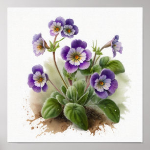 Purple Primrose Fleurs Art Imprimer Poster