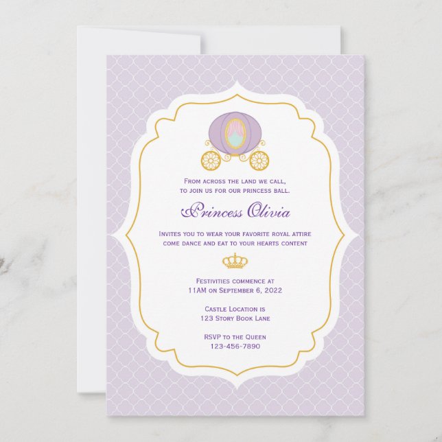Purple Princess Invitation d'anniversaire (Devant)