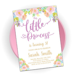 Purple Princess Invitations d'anniversaire
