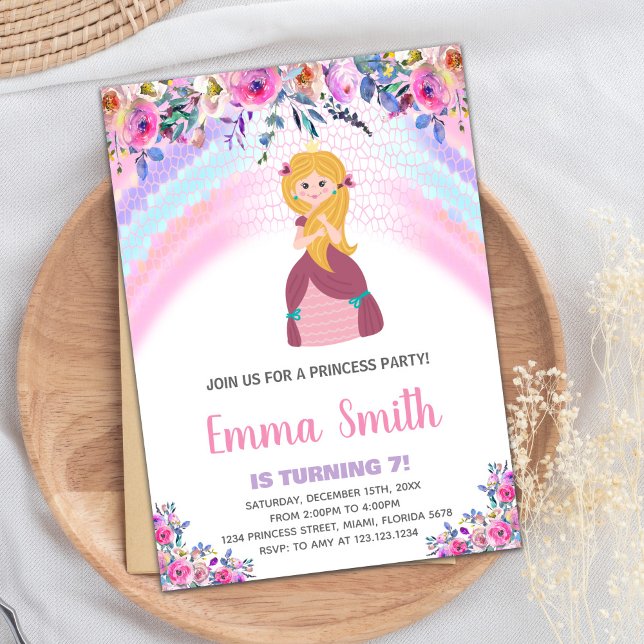 Purple Princess Invitations d'anniversaire (Purple Princess Birthday Invitations)
