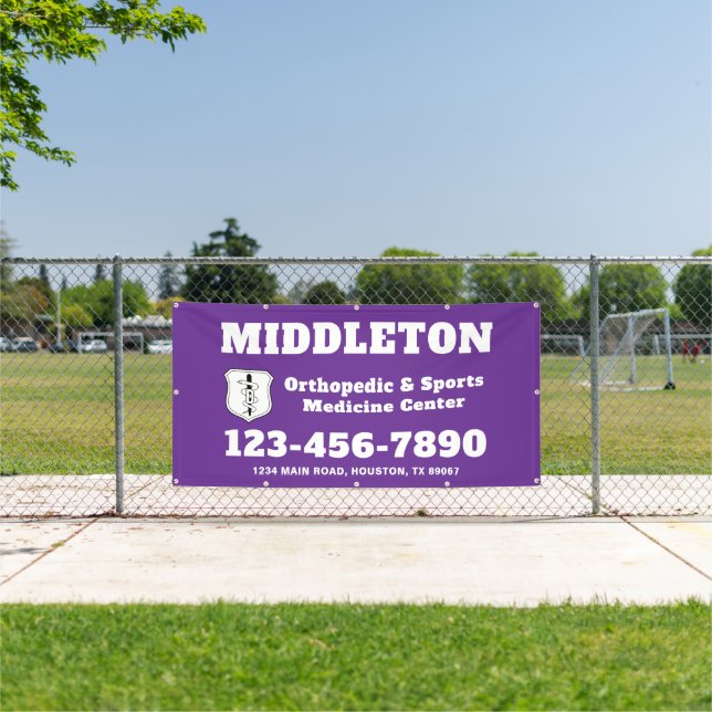 Purple Promotional 4 x 8 Business Banner with Logo (Insitu)