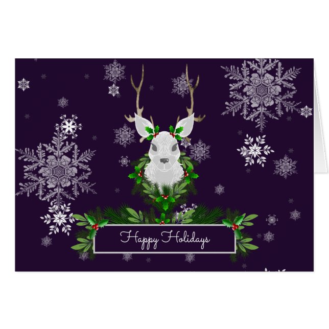 Purple Reindeer Greeting Card (Vorderseite (Horizontal))