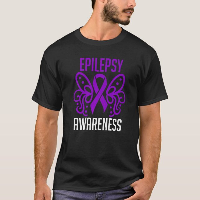 Purple Ribbon Butterfly  Epilepsy Awareness T-Shirt (Vorderseite)