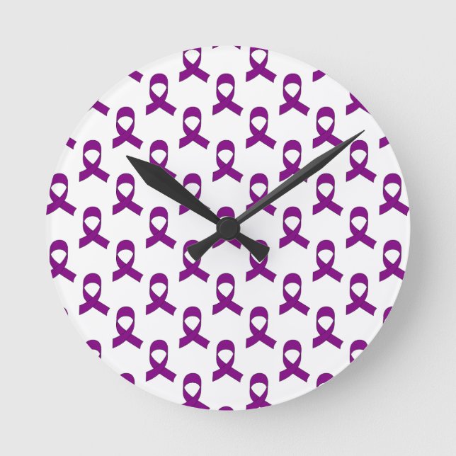 Purple Ribbon Pattern Runde Wanduhr (Vorderseite)
