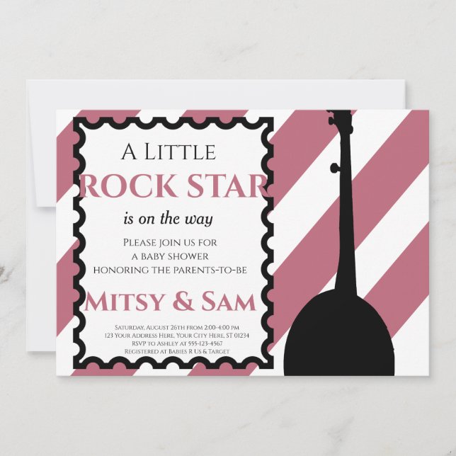 Purple Rock Star Rock a Bye Baby shower Invitation (Devant)
