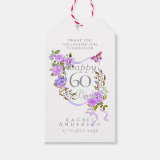 Purple Rose Ribbon 60th Birthday Geschenkanhänger