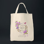 Purple Rose Ribbon 60th Birthday Tragetasche<br><div class="desc">Lovely and elegant rose with butterfly.</div>