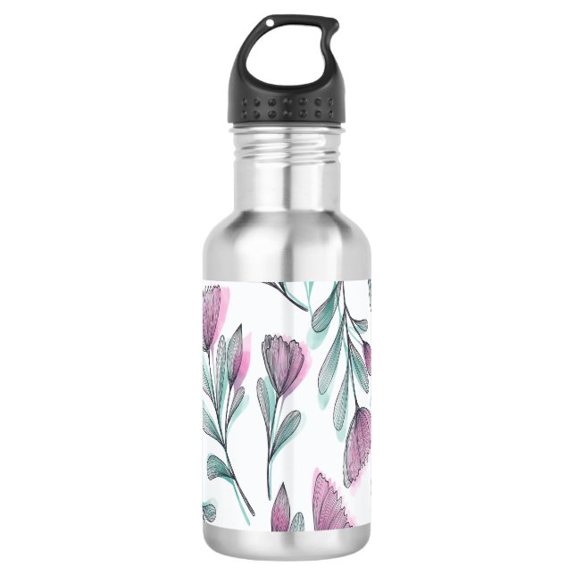Purple Roses Edelstahlflasche (Vorderseite)