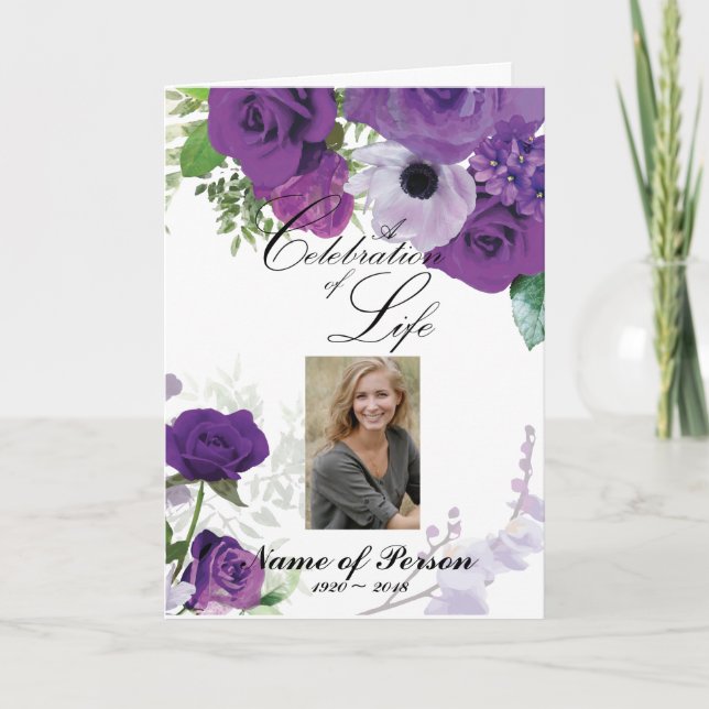 Purple Roses Funeral Program Programm (Vorderseite)