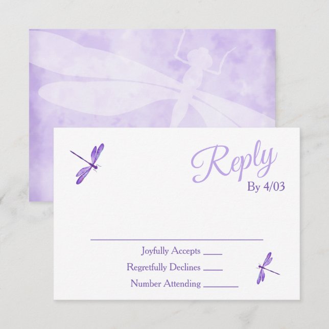 Purple RSVP Enclosure Cards Hinweiskarte (Vorne/Hinten)