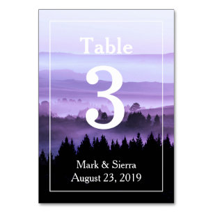 Purple Rustic Mountain Mariage Numéro de table