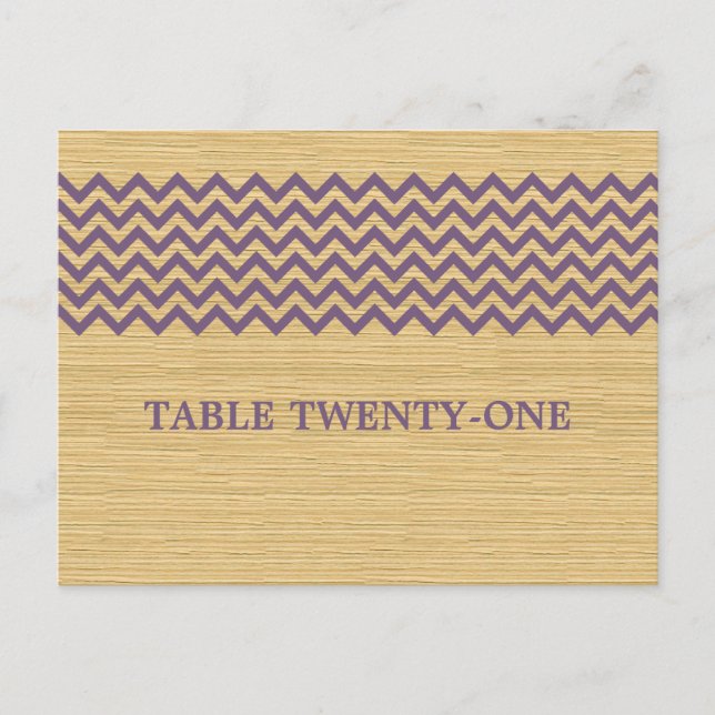Purple Rustique Chevron Numéro de table Carte post (Devant)