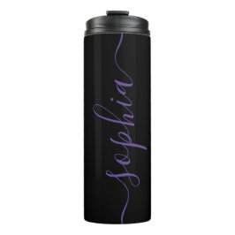 Purple Script Personalizable Name Thermal Tumbler Thermosbecher