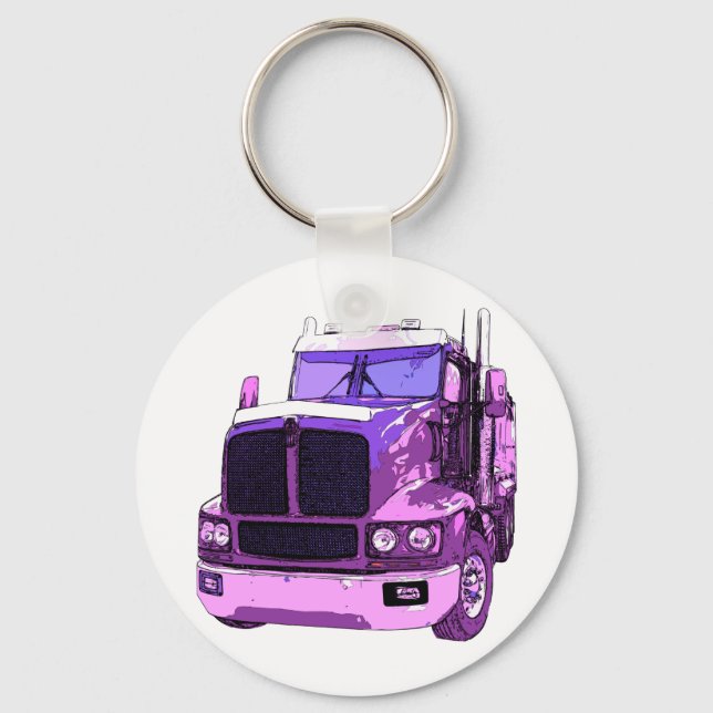 Purple Semi Truck Schlüsselanhänger (Vorderseite)
