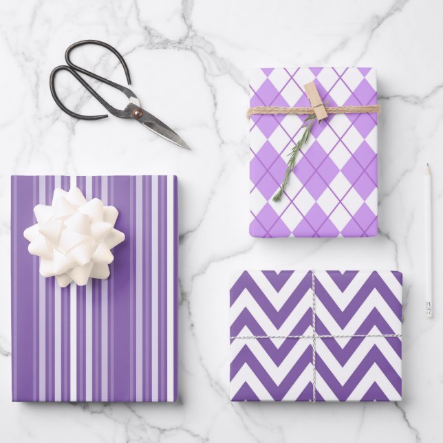 Purple Shapes Geschenkpapier Set (Vorderseite)