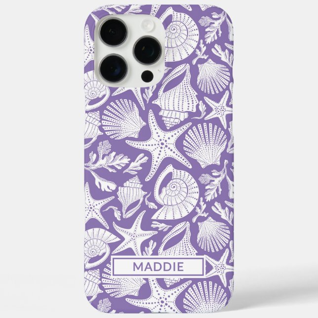 Purple Shells Personalized iPhone 16 Pro Max Hülle (Rückseite)