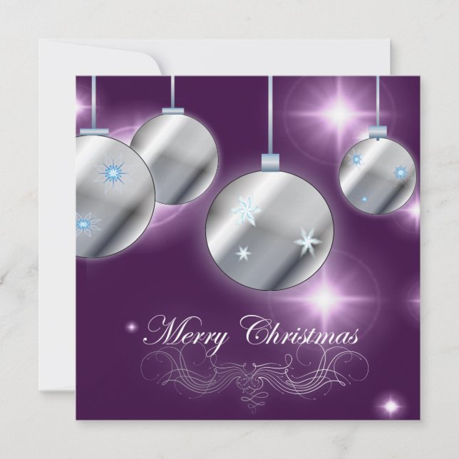 Purple Silver Corporate Christmas Party Invitation (Devant)