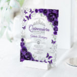 Purple Silver Floral Quinceanera Acryleinladungen<br><div class="desc">Purple silver and white Quinceanera celebration invitation. Features script font,  silver butterflies,  watercolor roses and tiara. Perfect for an elegant princess style glam celebration. Personalize with your own details. Stylish transparent or frosted acrylic invitations.</div>