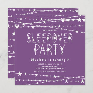 Purple Sleepover Anniversaire Fête Invitation