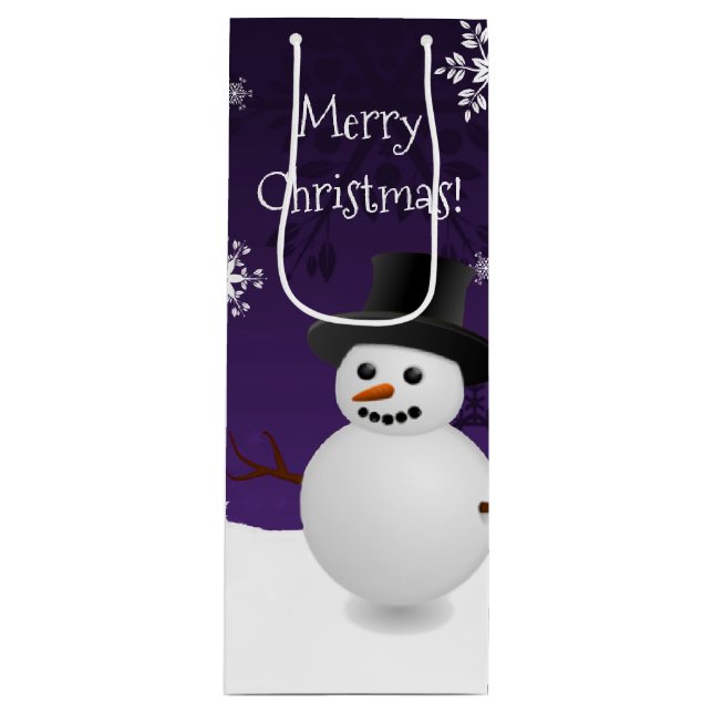 Purple Snowman hiver Vin de Noël Sac cadeau (Devant)