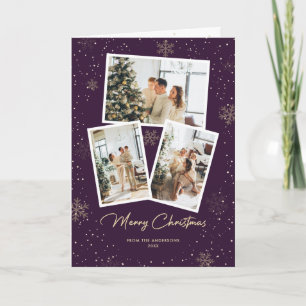 Purple Snowy Photo Joyeuse carte de Noël