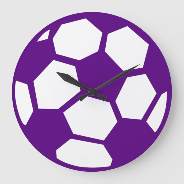 Purple Soccer Ball Große Wanduhr (Vorderseite)