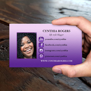 Purple Social Media Icons Carte de visite photo