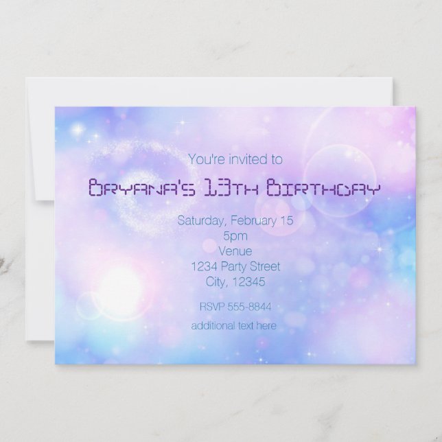 Purple Spacey Lights Anniversaire Invitations (Devant)