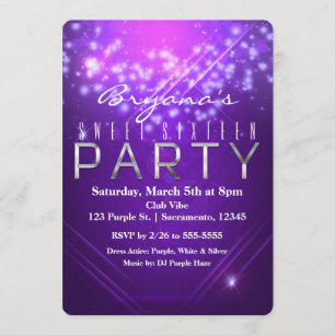 Purple Sparkle Club Vibe Anniversaire Invitation