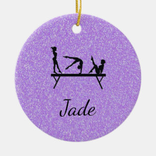 Purple Sparkle Gymnastics Keramik Ornament