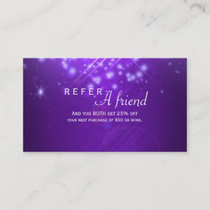 Purple Sparkle Lights Salon EMPFEHL EINEN FREUND K Empfehlungskarte