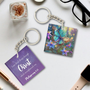 Purple Sparkle Philippians 4:13 Verse Papillon