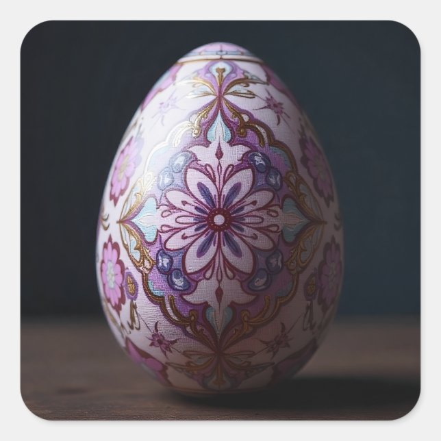Purple Splendor Easter Egg Quadratischer Aufkleber (Vorderseite)
