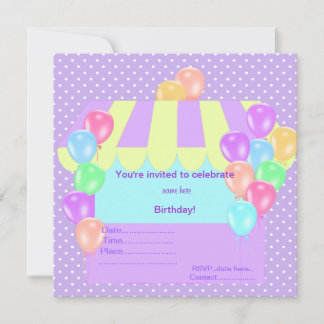 PURPLE SPOT CIRCUS PARTY INVITATION EINLADUNG