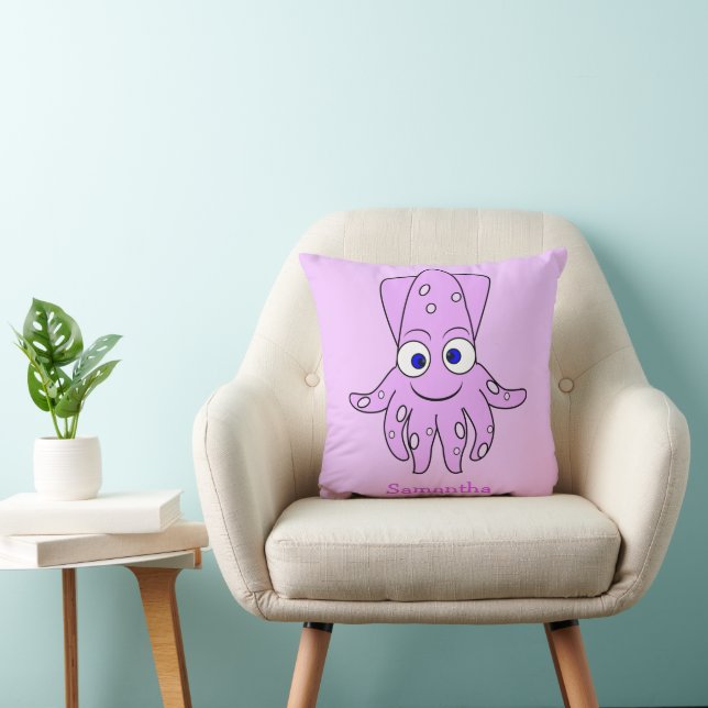 Purple Squid Design Personalised Kissen (Stuhl )