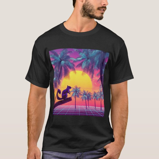 Purple Squirrel Over Neon Tropics T-Shirt (Vorderseite)