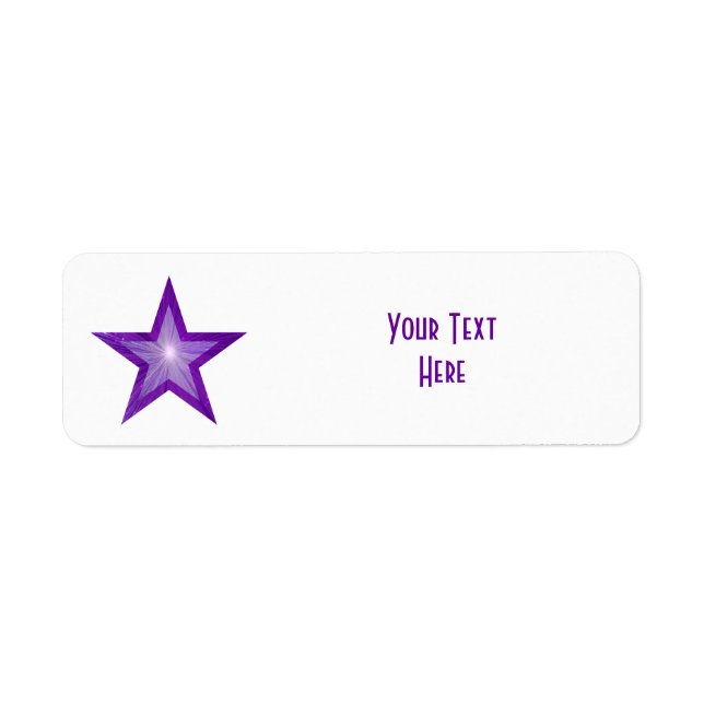 Purple Star 'Your Text' étiquette petit blanc (Devant)