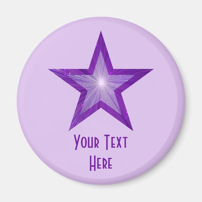 Purple Star 'Your Text' frigo aimant pale violet (Devant)
