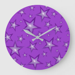 Purple Stars horloge rond pourpre