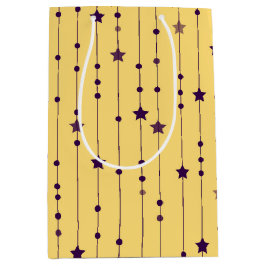 Purple Stars Yellow Pop Art Holiday Mittlere Geschenktüte