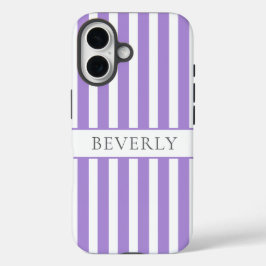 Purple striped Personalized Name  iPhone 16 Hülle