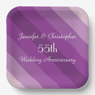 Purple Striped Plate, 55th Wedding Anniversary Pappteller