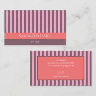 Purple Stripes Colorful Pink Orange Visitenkarte
