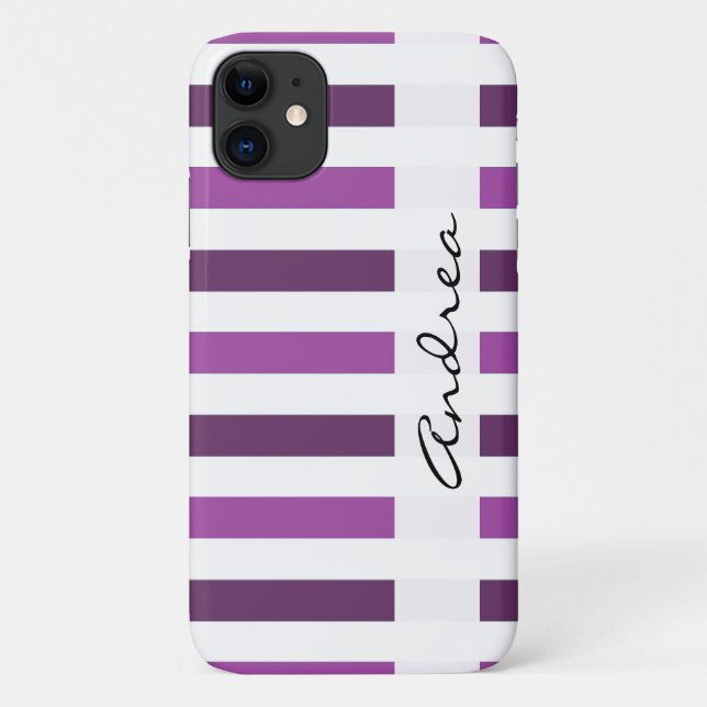 Purple Stripes, Lines, Striped Pattern, Your Name Case-Mate iPhone Hülle (Rückseite)