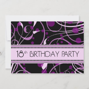 Purple Swirl 18th Birthday Party Einladung Cards