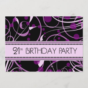 Purple Swirl 21e anniversaire Cartes d'invitation