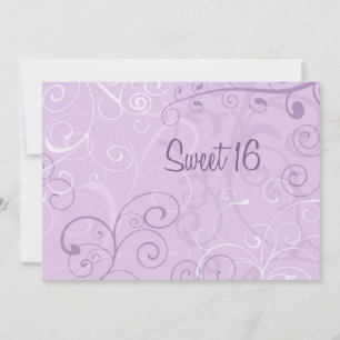 Purple Swirls 16e anniversaire Cartes d'invitation