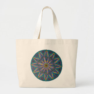 Purple/Teal Starburst Mandala Tote Bag Jumbo Stoffbeutel