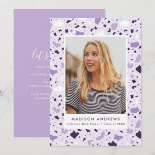 Purple Terrazzo Photo Graduation Party Einladung