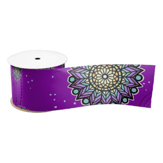 Purple Themed Round Design Pattern Satinband